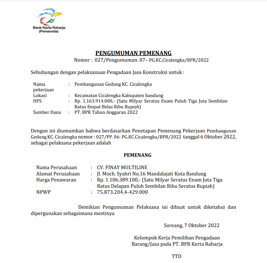 Pengumuman Pemenang
