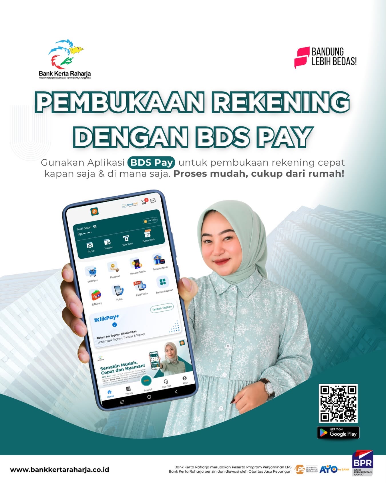 Nikmati kemudahan pembukaan rekening Bank Kerta Raharja melalui aplikasi BDS Pay